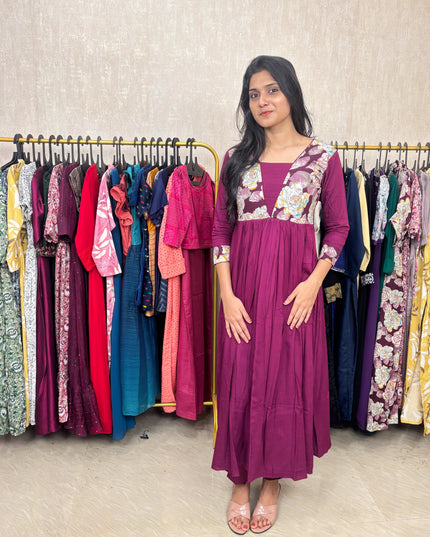 EC046 – Cotton Rayon Floral Yoke Co-ord Set with Embroidered Detailing