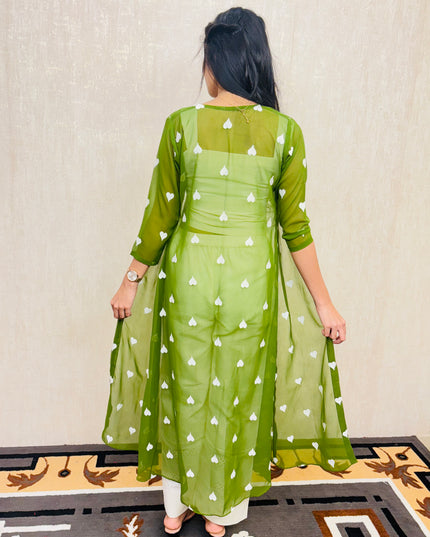 Georgette Jacket with Hakoba Cotton Kurti and Flex Cotton Pants EC053