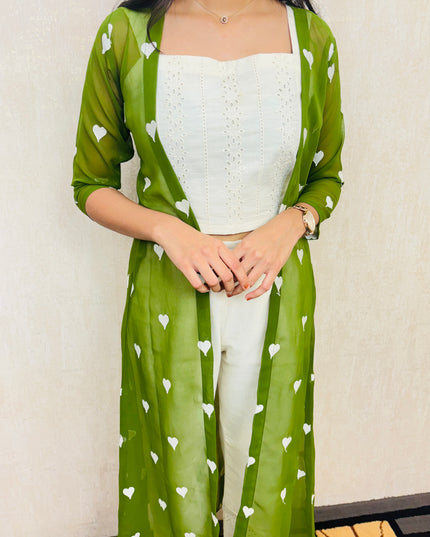 Georgette Jacket with Hakoba Cotton Kurti and Flex Cotton Pants EC053