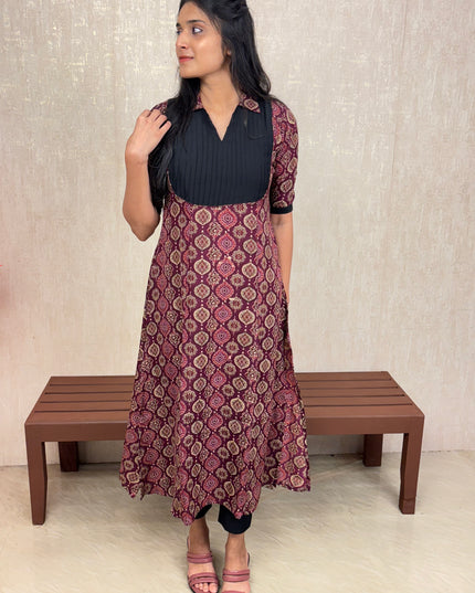 Printed Cotton A-Line Kurti with Pin Tuck Yoke – EC073
