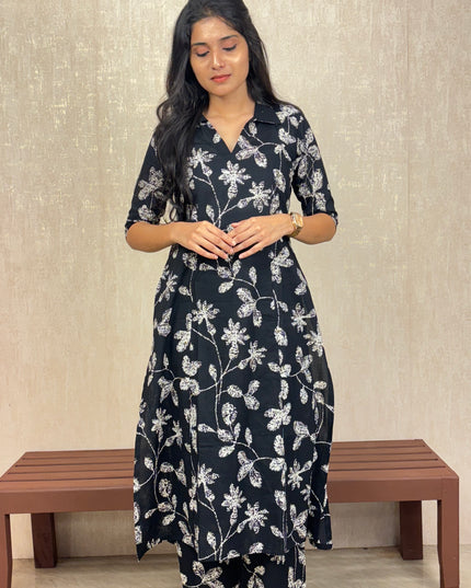 Black & White Jaipur Cotton Co-ord Set – EC078