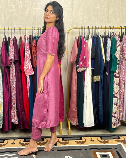 Bloomi Badhri Silk Co-ord Set – Hand Embroidered EC047