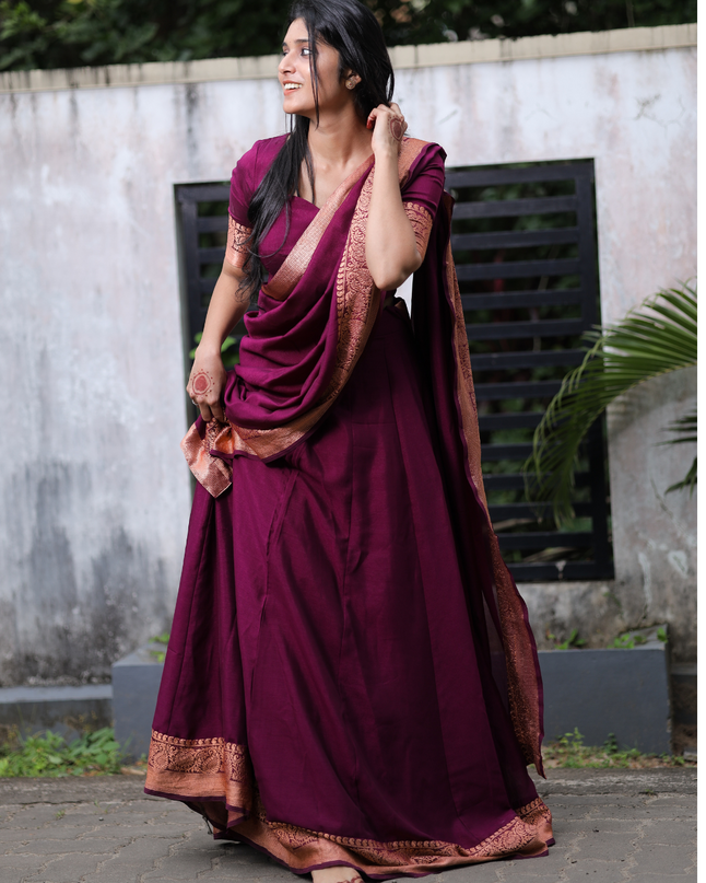 Silk georgette Half sari EC060