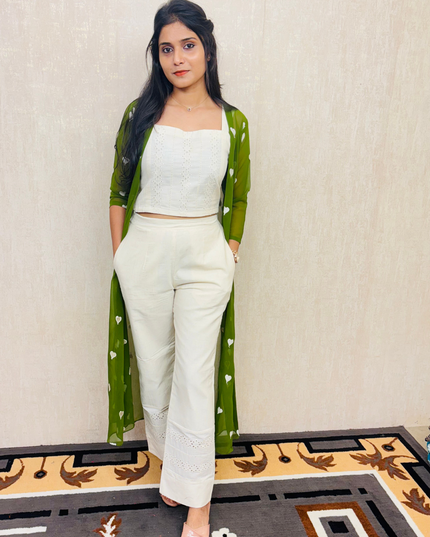 Georgette Jacket with Hakoba Cotton Kurti and Flex Cotton Pants EC053