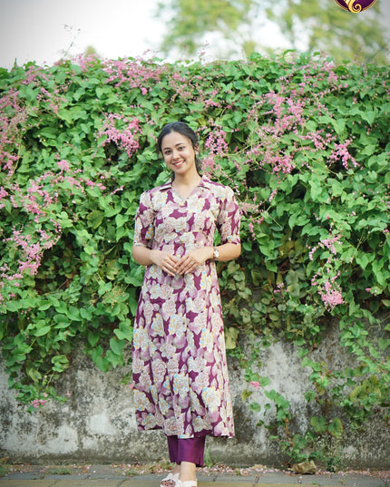 EC131 – Floral Jaipur Cotton Kurti Set – Effortless Everyday Elegance 🌸