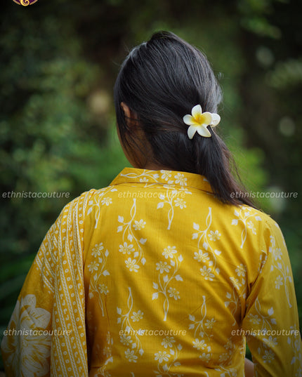 EC132 – Sunshine Bloom Cotton Kurti Set – Graceful Comfort in Every Step ☀️🌼