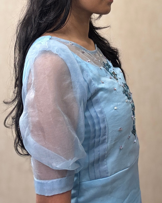 Hand Embroidered Soft Organza Kurti with Butter Crepe Lining EC033