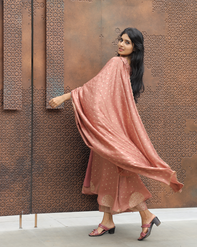 EC076 – Vichithra Foil Silk Festive Kurti Set