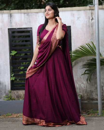 Silk georgette Half sari EC060