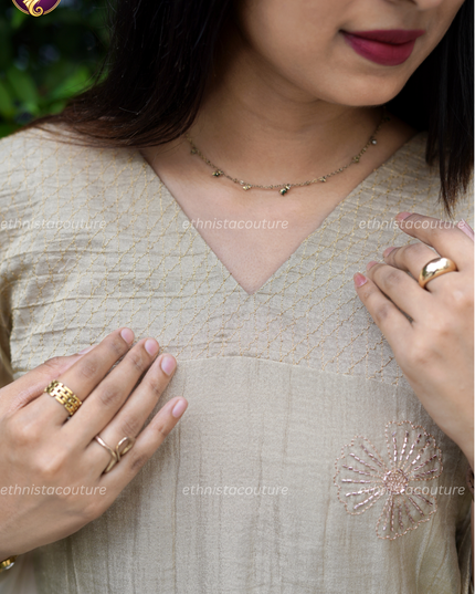 EC140-Golden Grace Aariwork Kurti Set – Timeless Elegance in Every Detail ✨💛