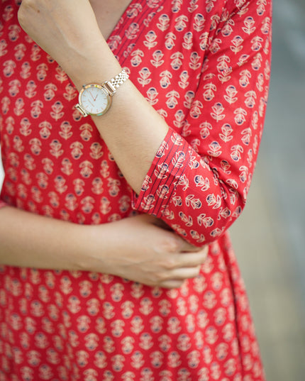 EC130 — Crimson Red Cotton Set – Timeless Everyday Charm ❤️