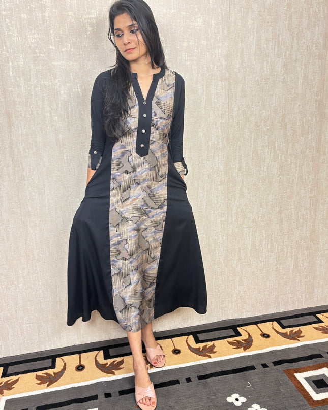 Premium Floral Modal Silk Kurti  EC050