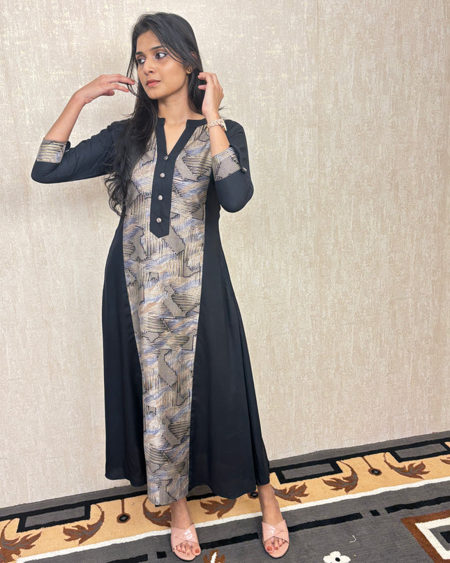 Premium Floral Modal Silk Kurti  EC050