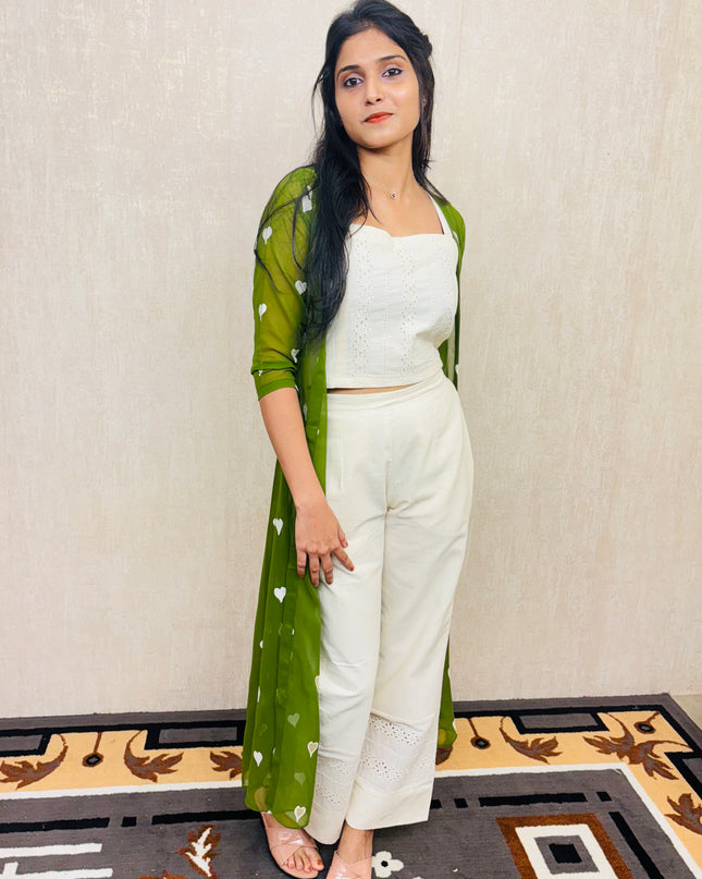 Georgette Jacket with Hakoba Cotton Kurti and Flex Cotton Pants EC053