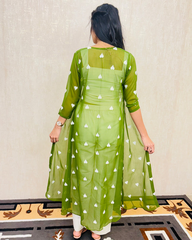 Georgette Jacket with Hakoba Cotton Kurti and Flex Cotton Pants EC053