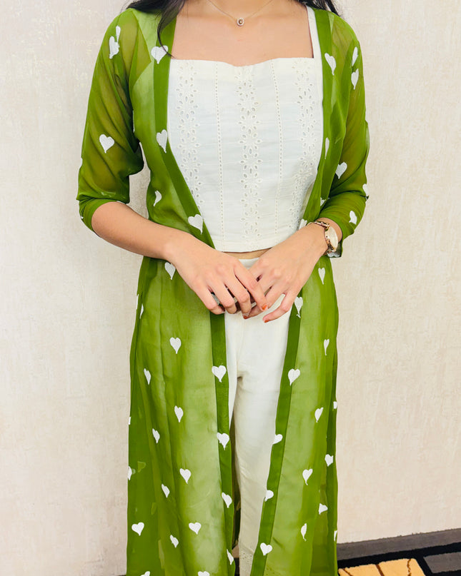 Georgette Jacket with Hakoba Cotton Kurti and Flex Cotton Pants EC053