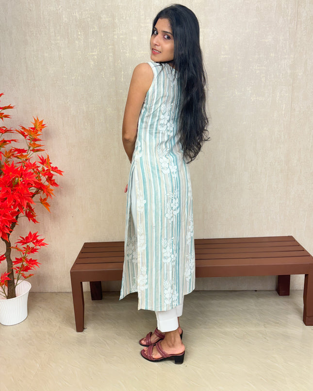 Women’s Cotton Kurti Set with Pencil Pant – EC072