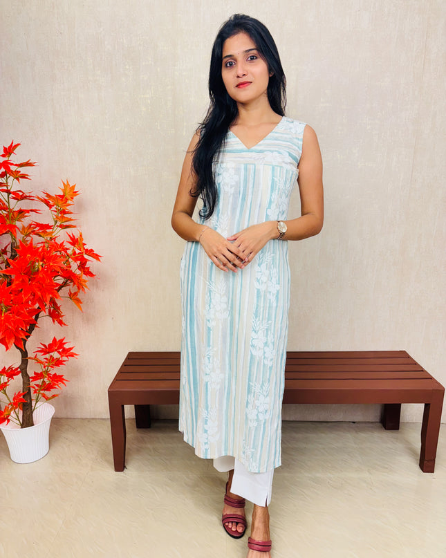 Women’s Cotton Kurti Set with Pencil Pant – EC072
