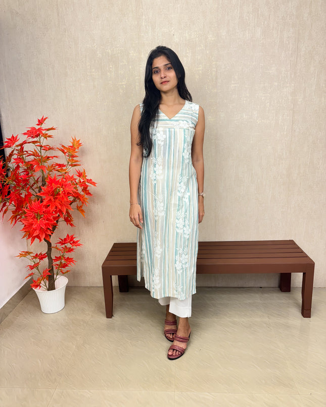 Women’s Cotton Kurti Set with Pencil Pant – EC072