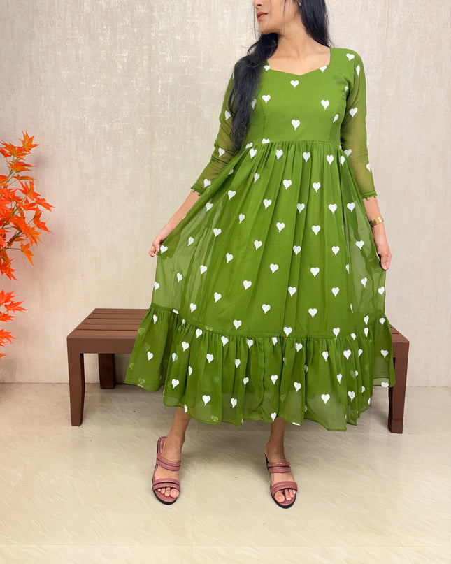 Lilac Georgette Embroidered Dress with Feeding Access – EC074