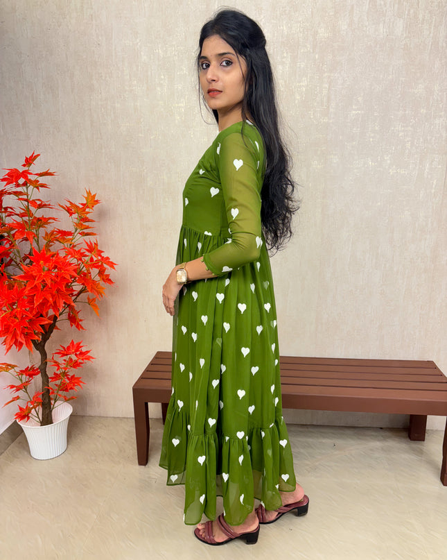 Lilac Georgette Embroidered Dress with Feeding Access – EC074