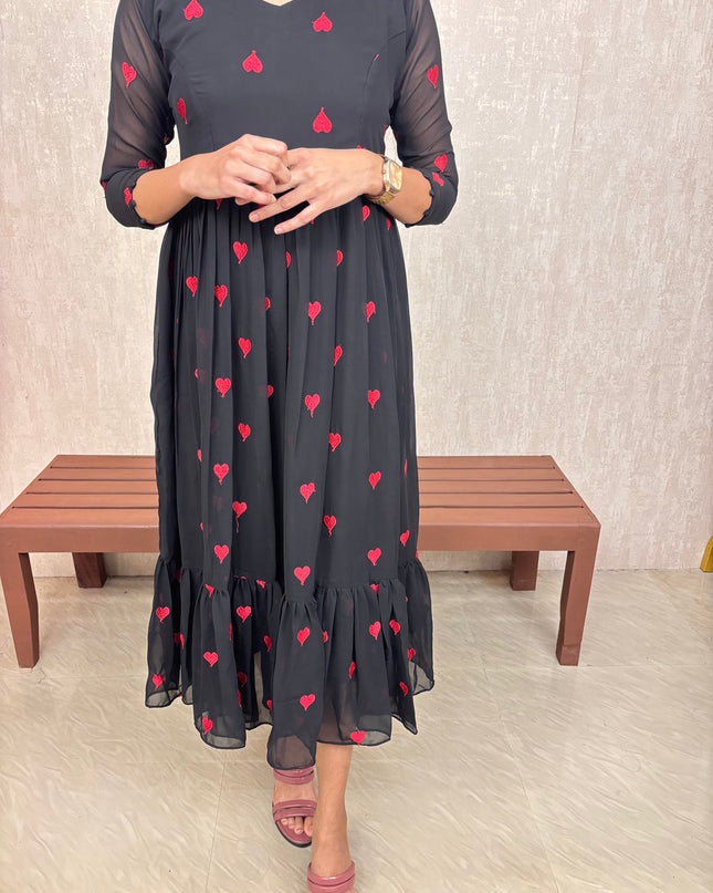 Lilac Georgette Embroidered Dress with Feeding Access – EC074