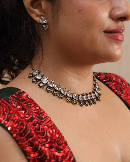 Ethnista Antique Kundan Floral Choker Set – EJ1