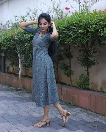 Printed Cotton A-line Kurti for Women – EC104