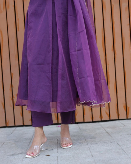 EC119 – Plum Purple Organza Anarkali
