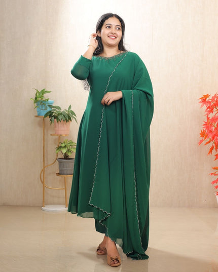 Handwork Bloomy Smooth Georgette 3-Piece Set -EC093