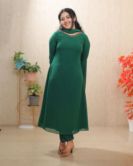 Handwork Bloomy Smooth Georgette 3-Piece Set -EC093