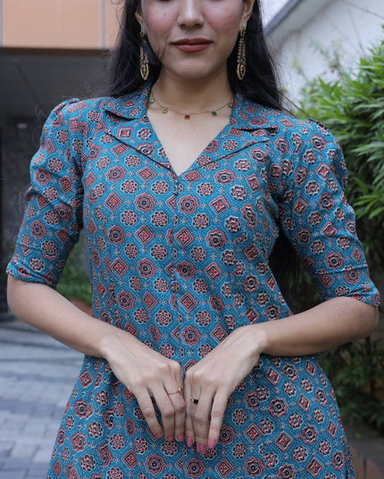 Printed Cotton A-line Kurti for Women – EC104