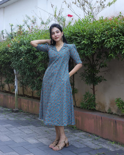 Printed Cotton A-line Kurti for Women – EC104