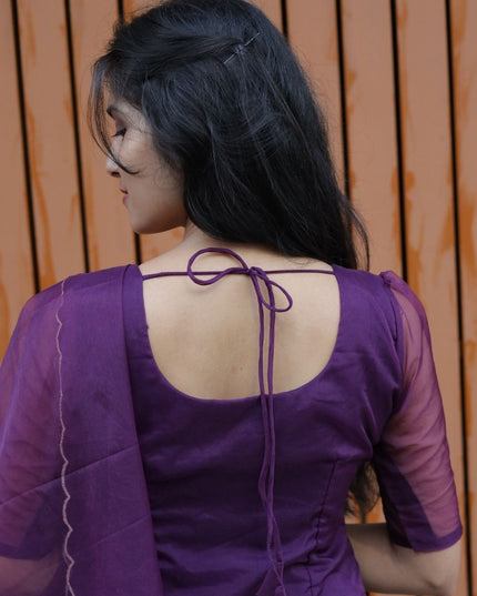 EC119 – Plum Purple Organza Anarkali
