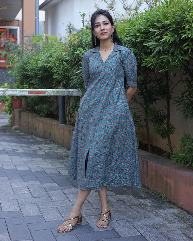 Printed Cotton A-line Kurti for Women – EC104