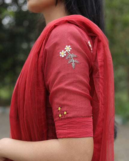 Mul Chanderi Embroidered Gown Set-EC108