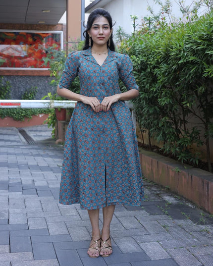 Printed Cotton A-line Kurti for Women – EC104