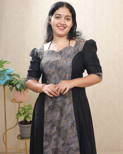 EC098 – Modal Silk & Rayon A-Line Kurti Set with Crepe Pant