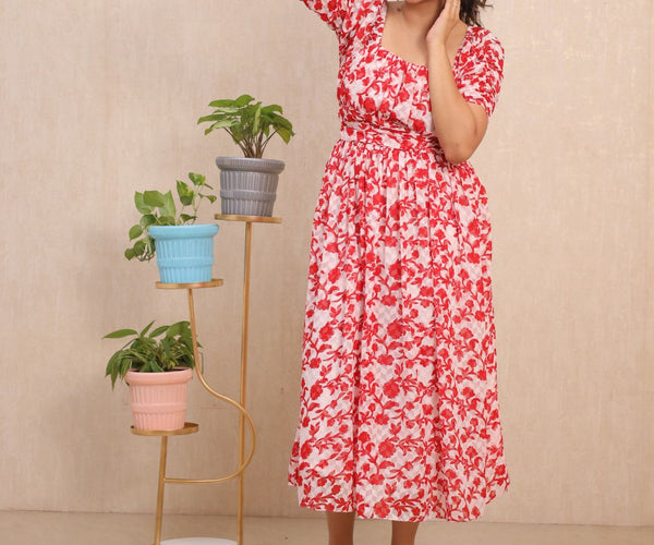crush flower midi dress crush flower midi dress Cotton Blush Pink Floral Midi Sundress with Pockets  Blush Pink / Small