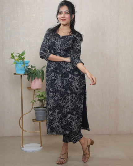 Black Printed Cotton Kurta Set  – EC103