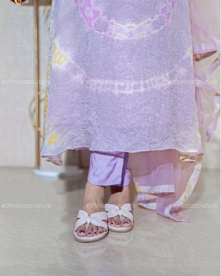 EC136 - Pastel Lavender Fendey Crushed Silk Set