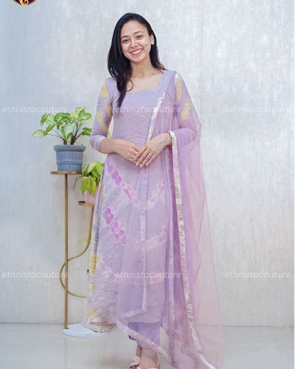 EC136 - Pastel Lavender Fendey Crushed Silk Set