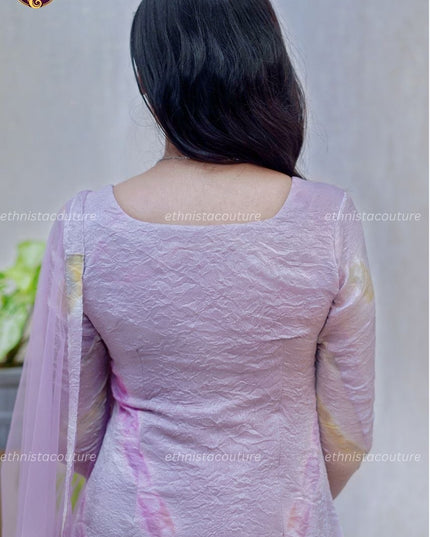 EC136 - Pastel Lavender Fendey Crushed Silk Set