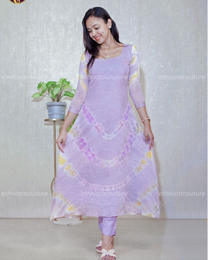 EC136 - Pastel Lavender Fendey Crushed Silk Set