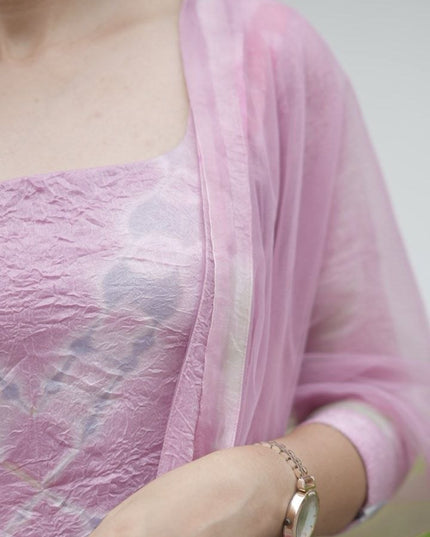 EC125 - Baby Pink Butterfly Net Dupatta Set