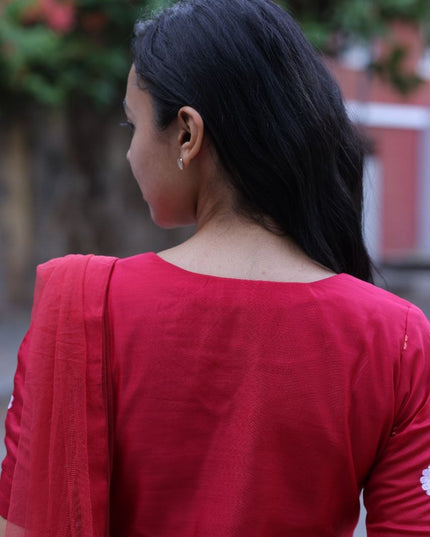 EC126 Rani Pink Chanderi Set – Bold Elegance