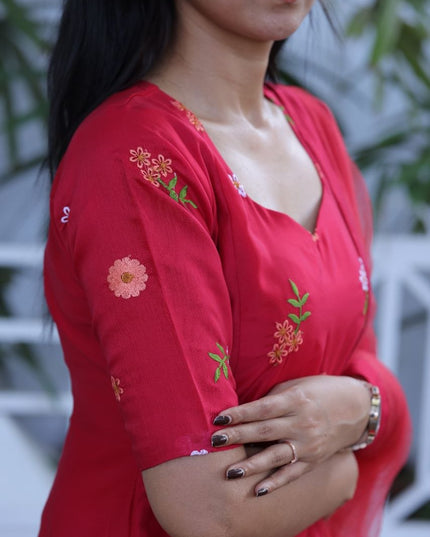 EC126 Rani Pink Chanderi Set – Bold Elegance