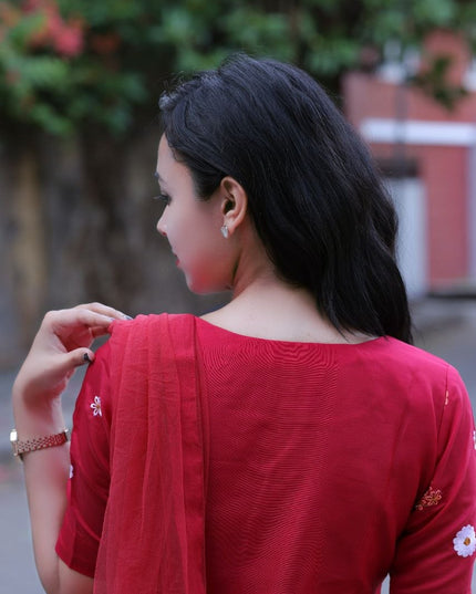 EC127 Rani Red Chanderi Set – Bold Elegance ❤️
