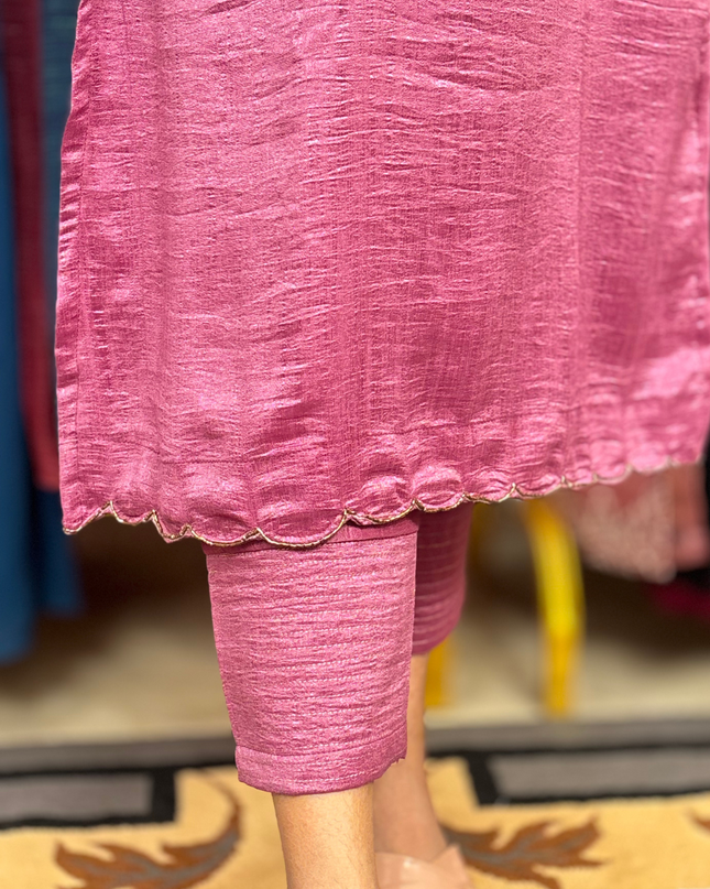 Bloomi Badhri Silk Co-ord Set – Hand Embroidered EC047
