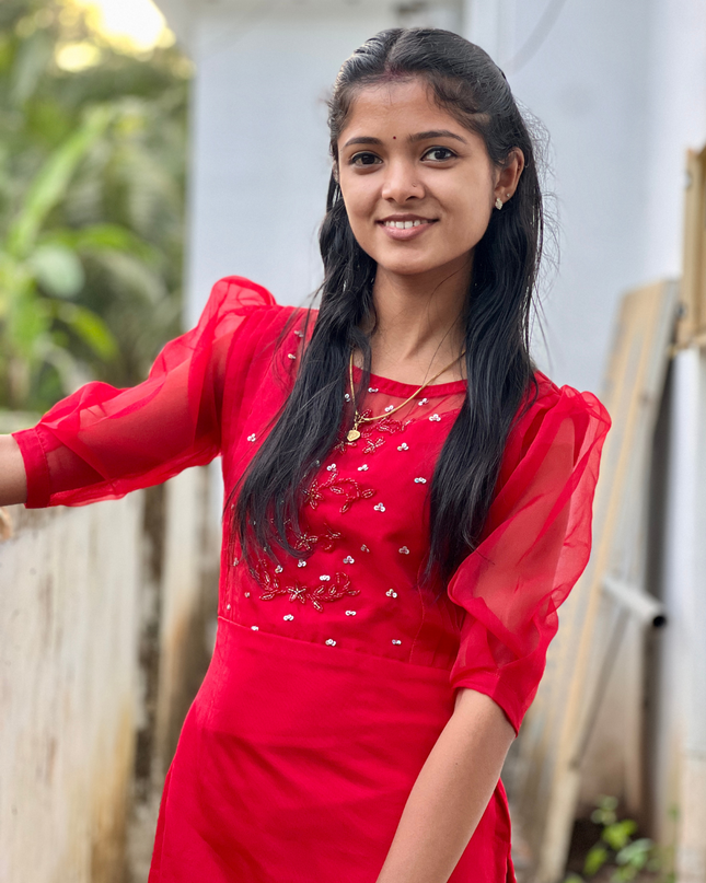 Hand Embroidered Soft Organza Kurti with Butter Crepe Lining EC033